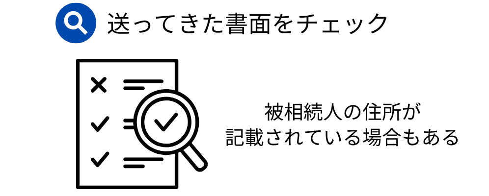 被相続人の死亡を知らせる書面に住所が記載されている