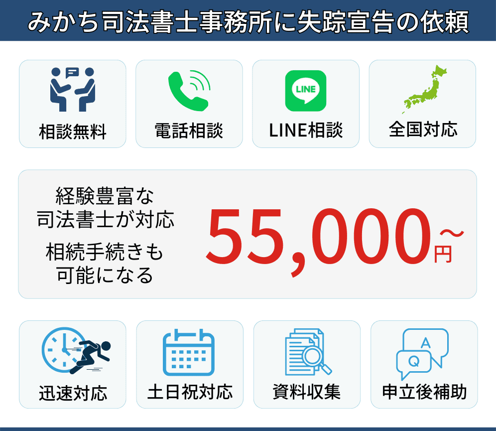 みかち司法書士事務所に失踪宣告を依頼